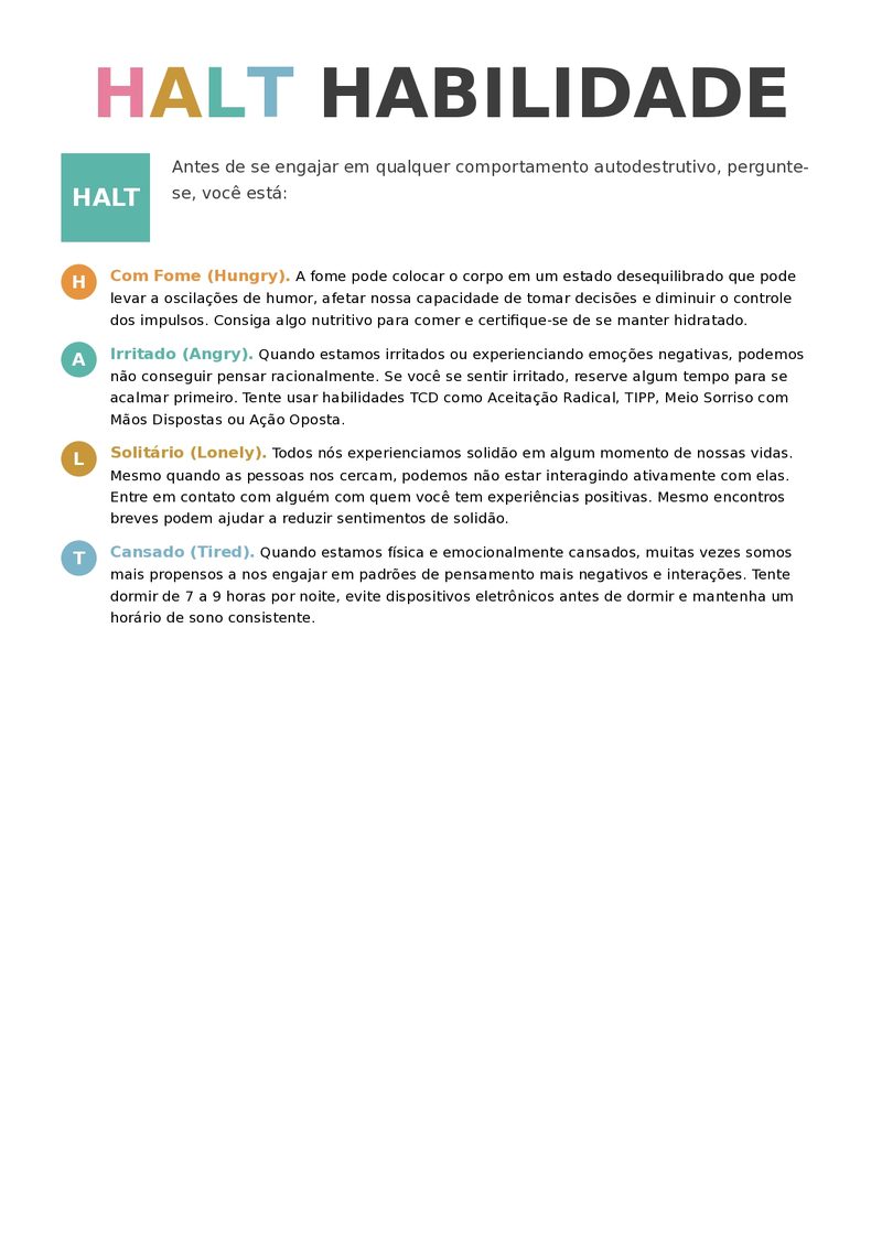 Ficha da Habilidade HALT — Tolerância ao Estresse